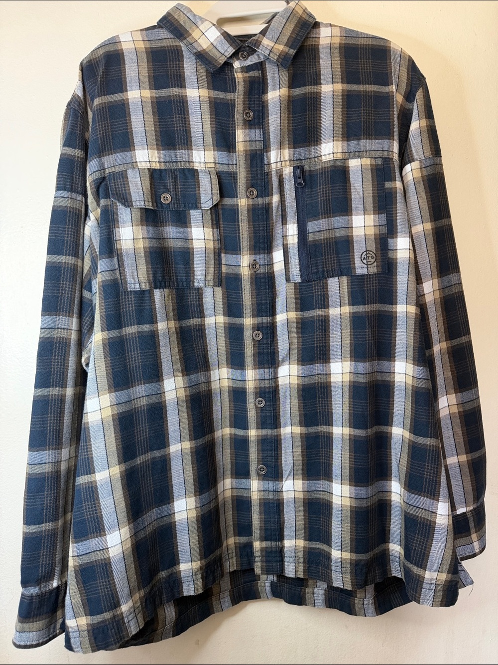 Wrangler ATG Plaid Utility Button Up Shirt Large Outdoor Hiking Flannel
